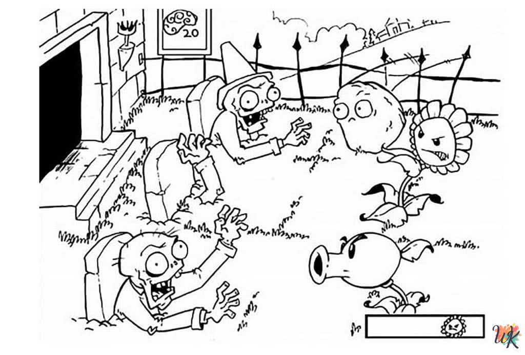 easy Plants vs. Zombies coloring pages