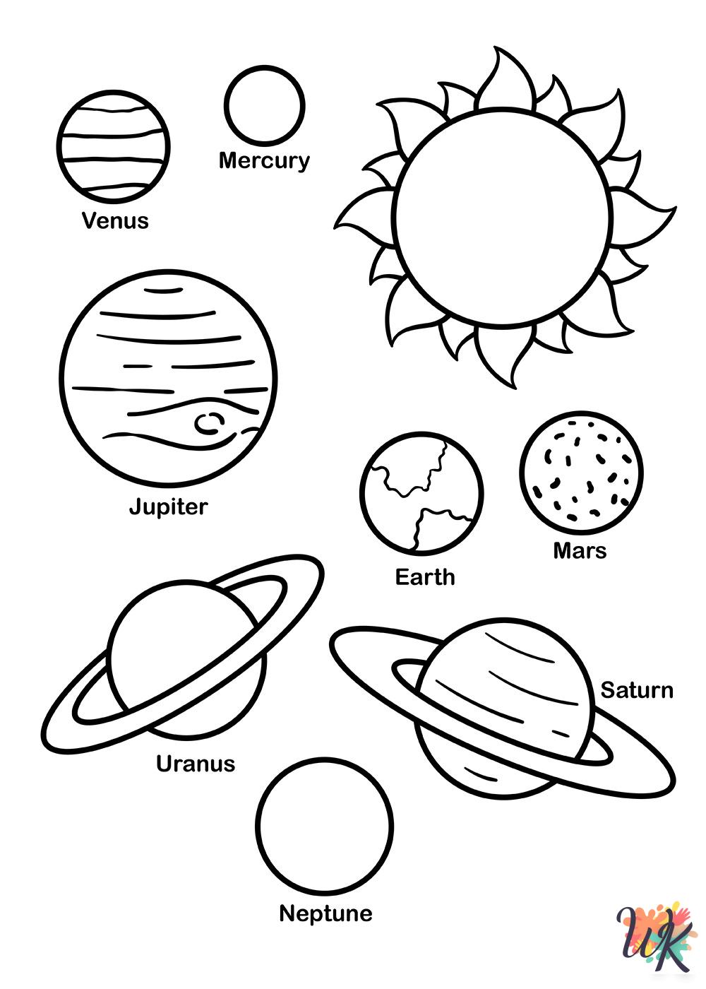 detailed Solar System coloring pages for adults