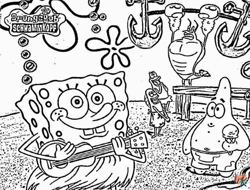 free Spongebob tree coloring pages