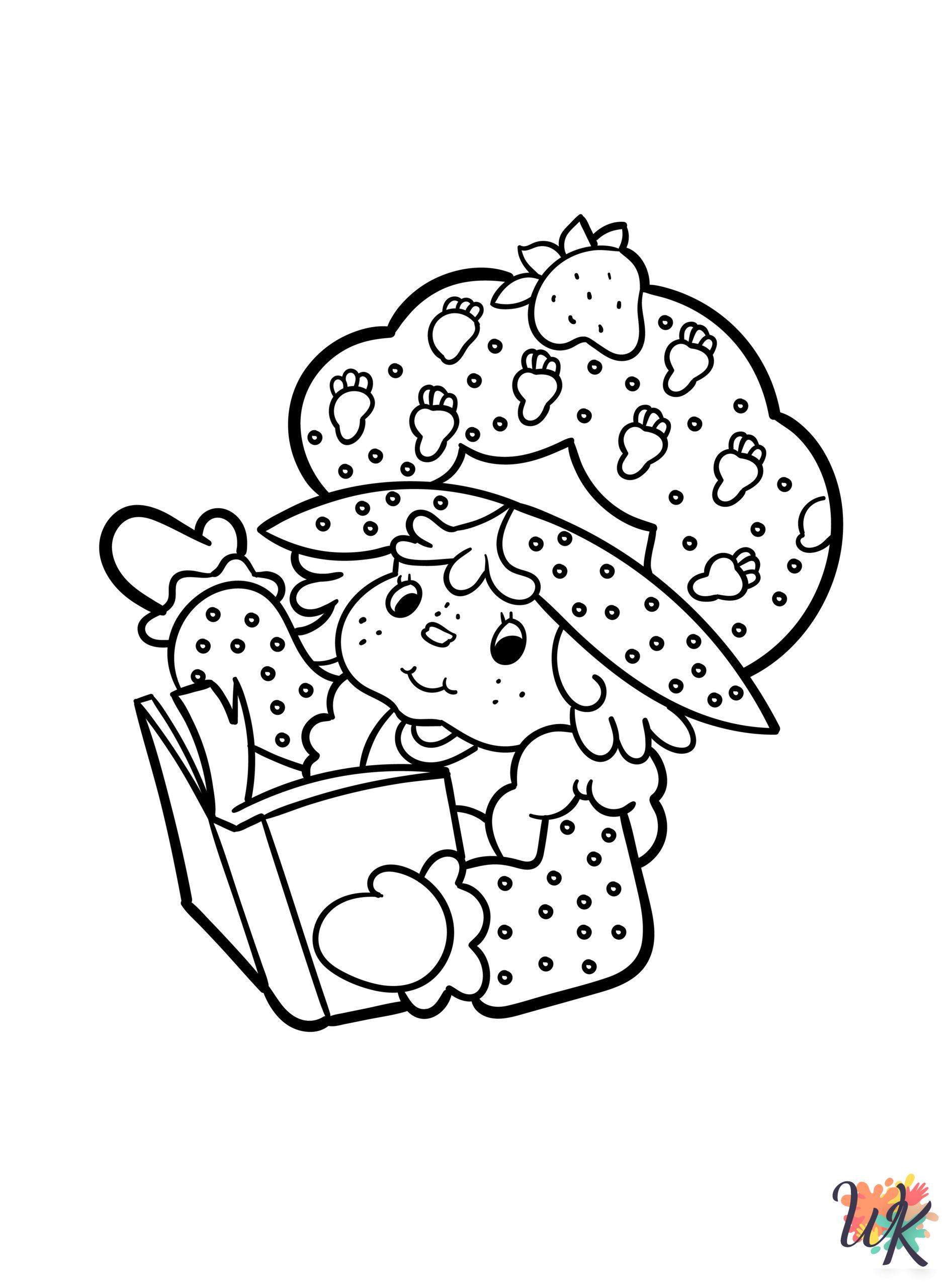 kawaii cute Strawberry Shortcake coloring pages