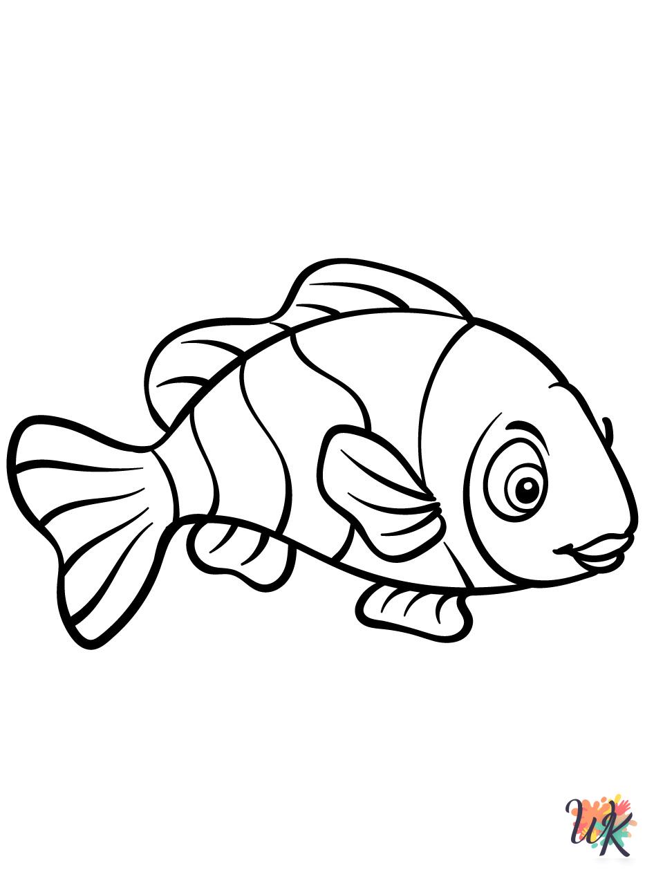 Fish cards coloring pages