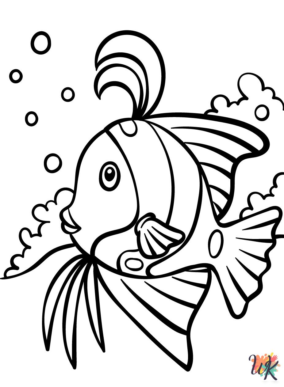 Fish cards coloring pages