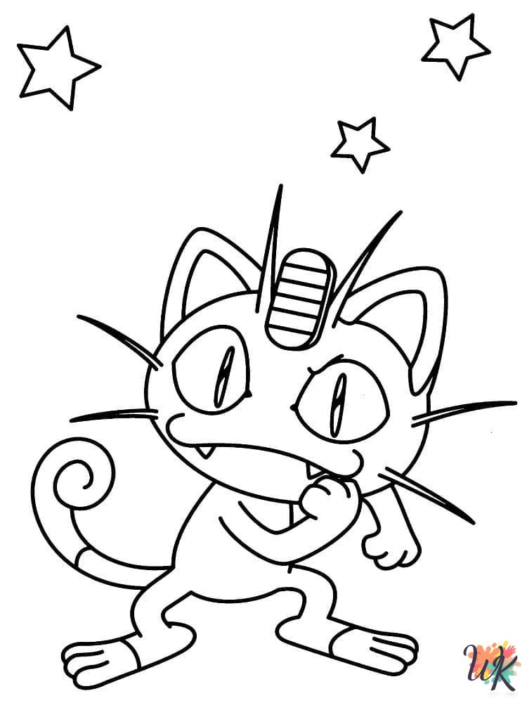 detailed Meowth coloring pages for adults