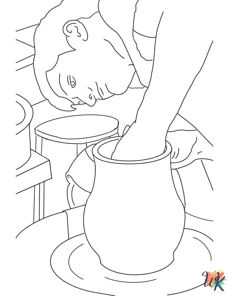 Pottery coloring pages easy