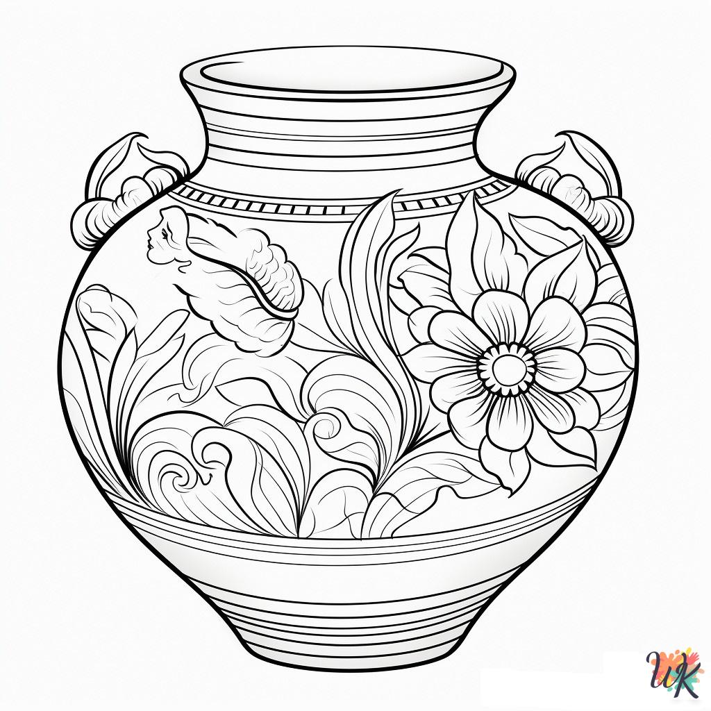 Pottery coloring pages easy