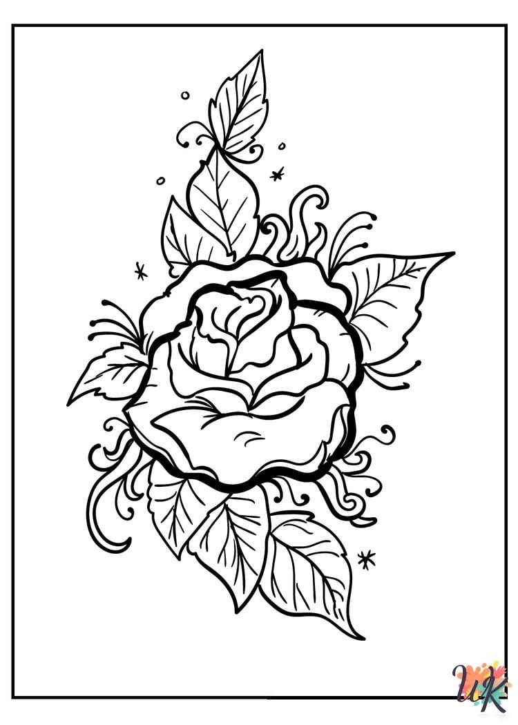 Rose coloring pages easy