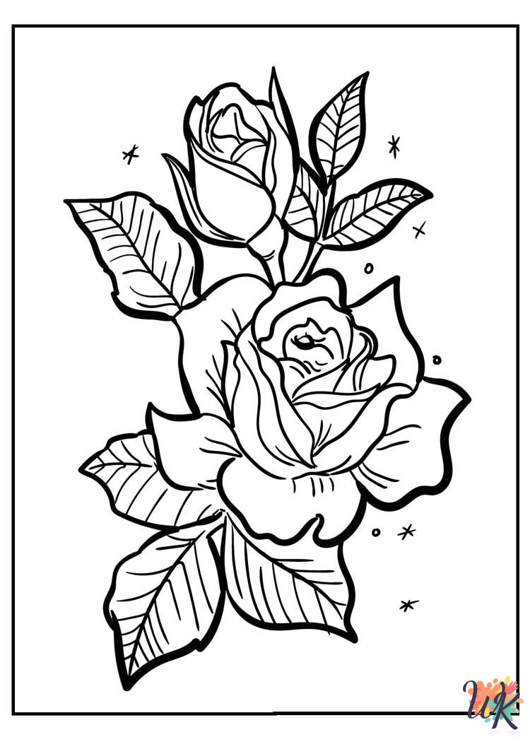 Rose themed coloring pages