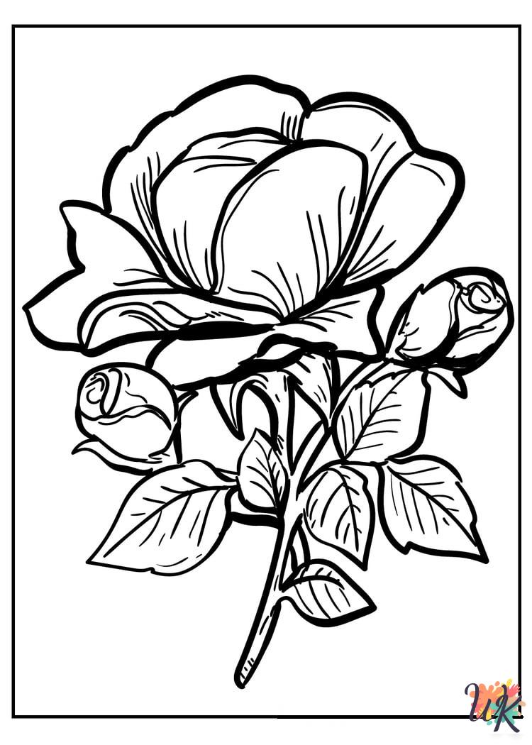 Rose coloring pages for adults pdf