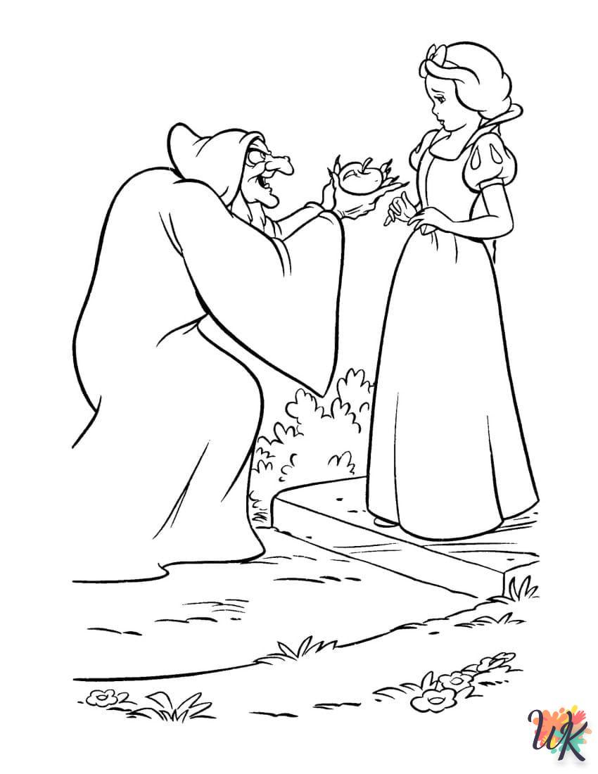 free full size printable Snow White coloring pages for adults pdf