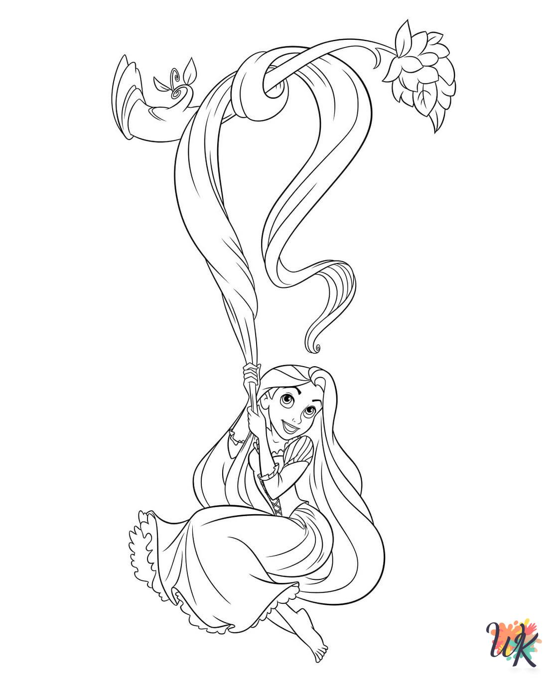 kawaii cute Tangled coloring pages