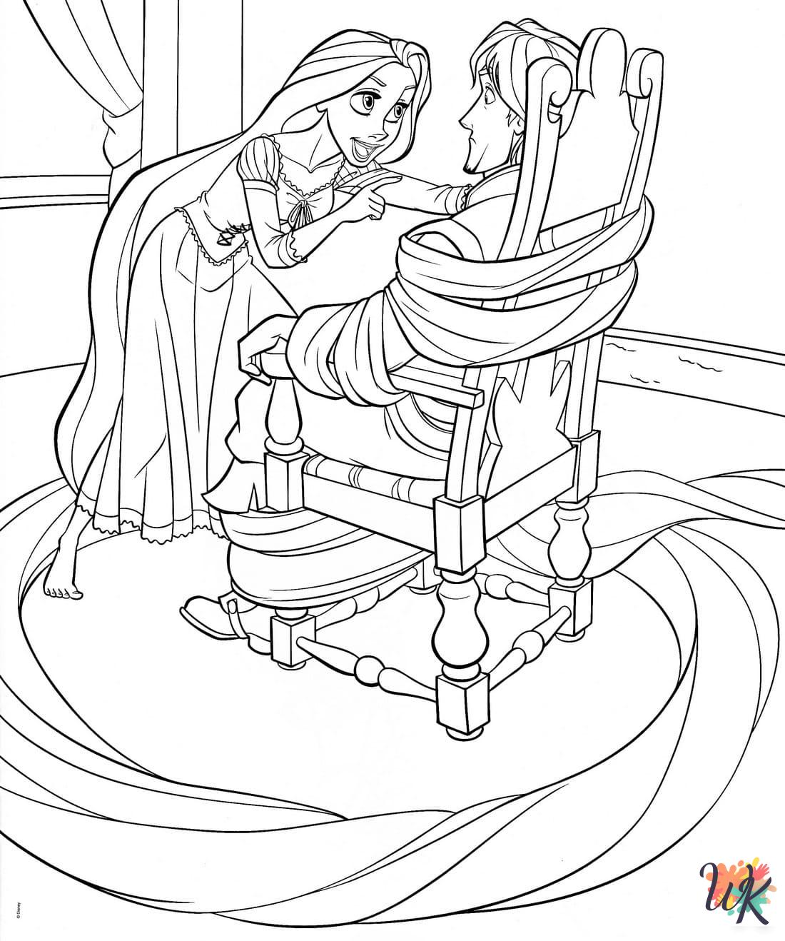 free full size printable Tangled coloring pages for adults pdf