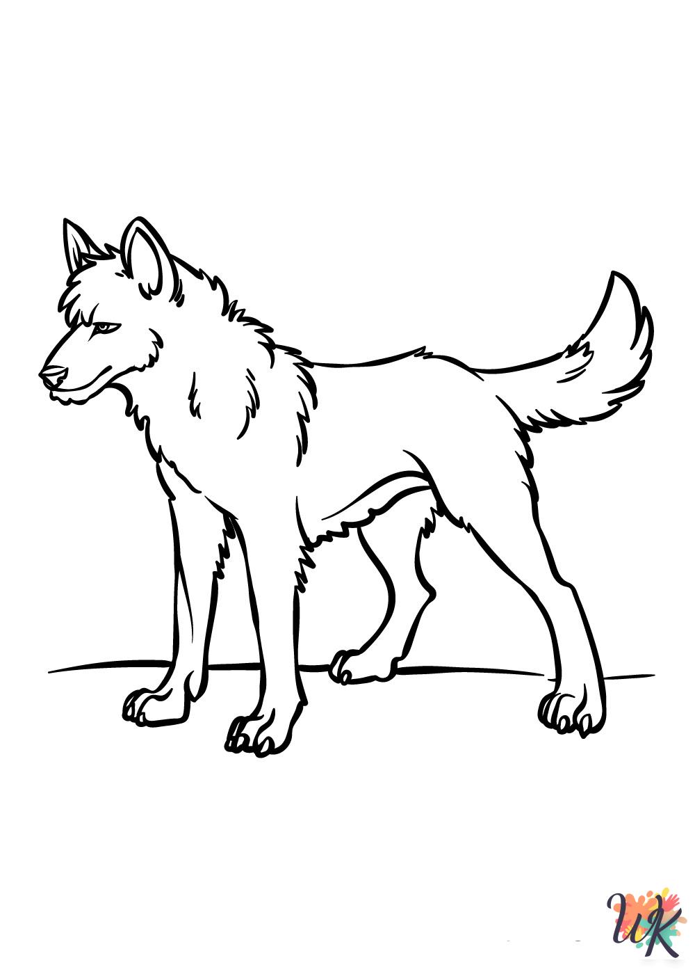 Wolf coloring pages easy
