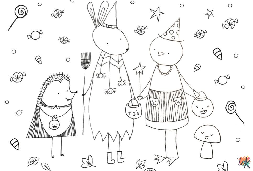 Cute Halloween themed coloring pages