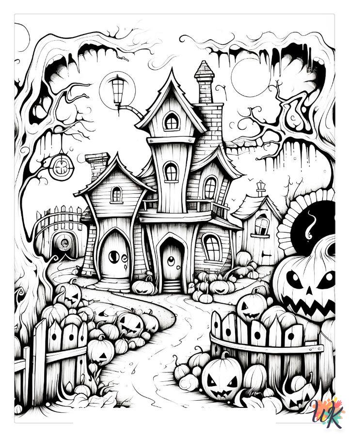 free full size printable Cute Halloween coloring pages for adults pdf