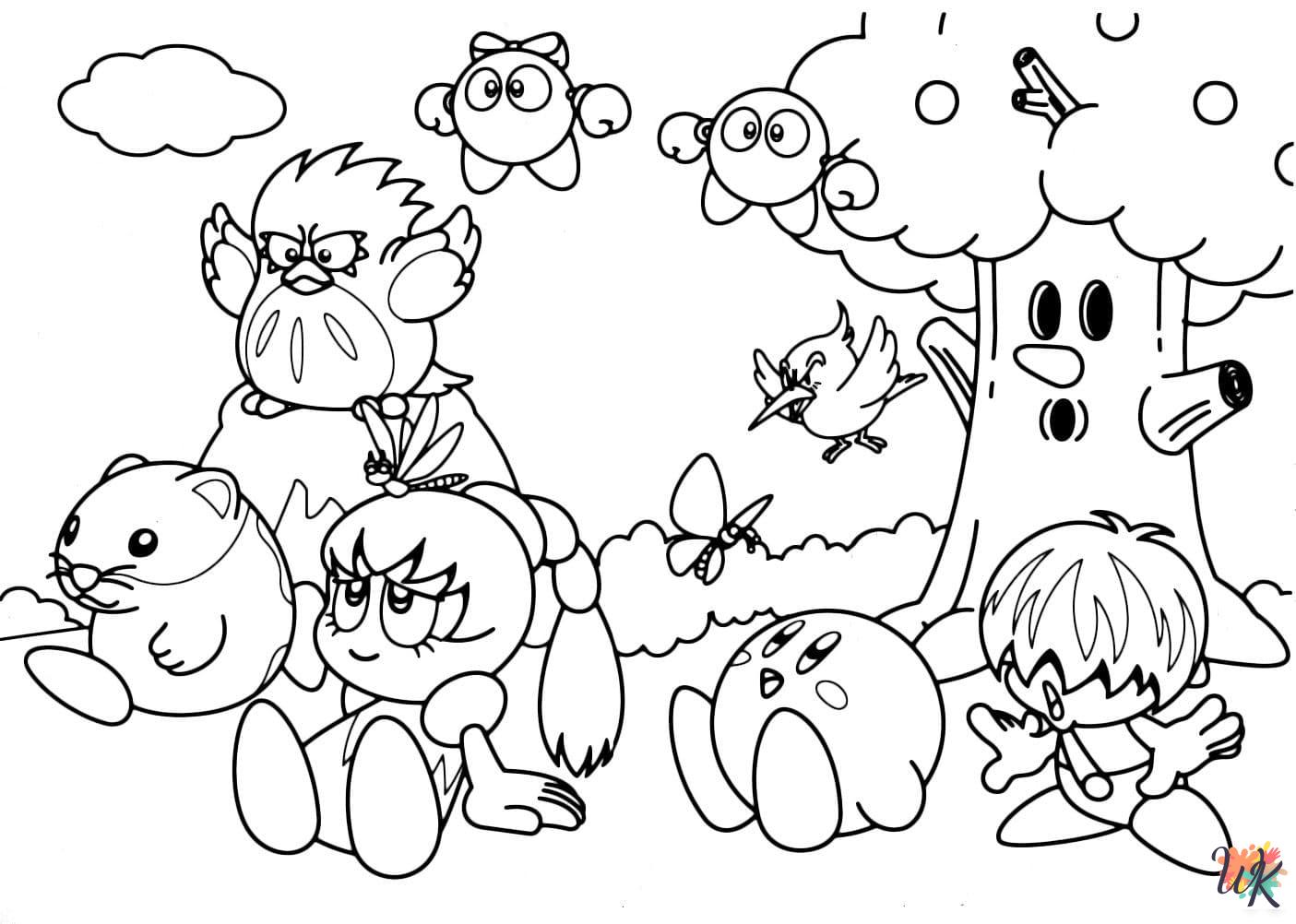 kawaii cute Kirby coloring pages 1