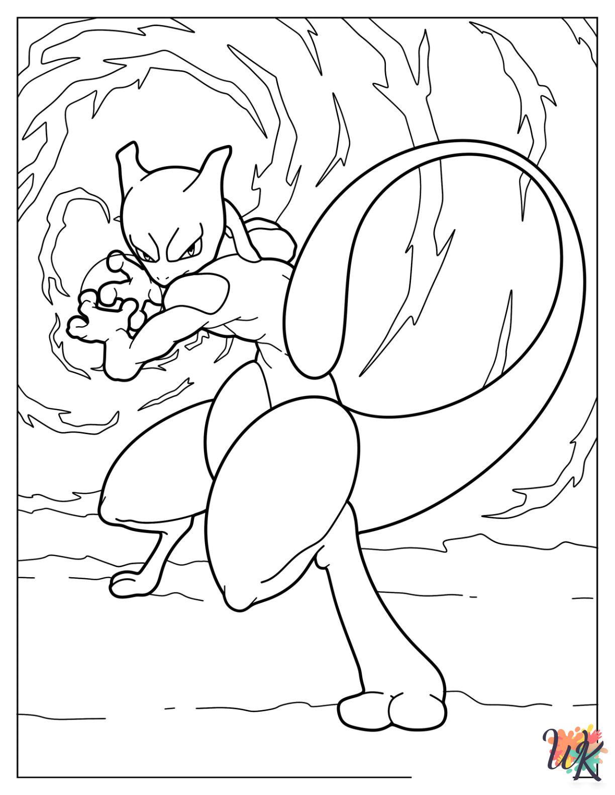 Mewtwo coloring pages free printable 1
