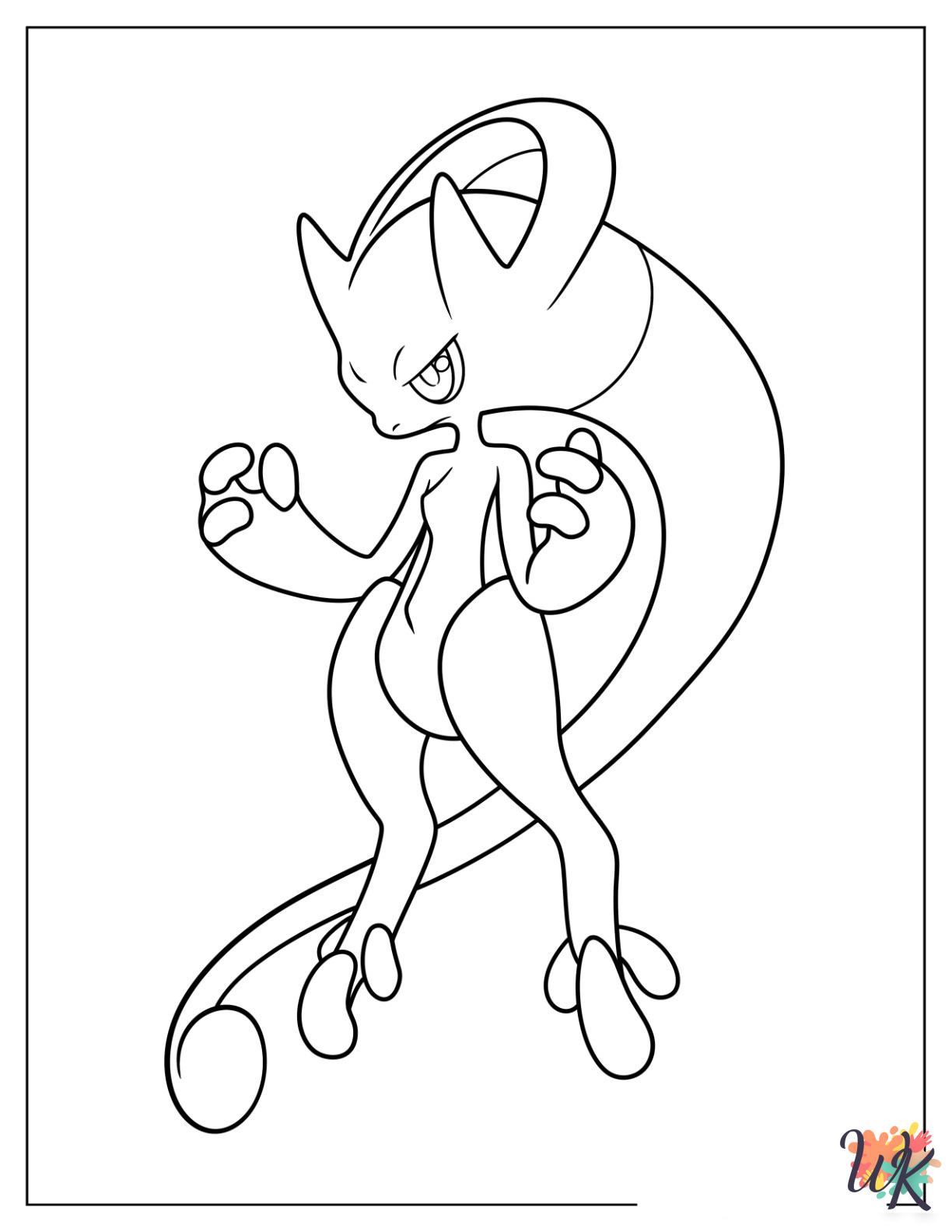 free printable Mewtwo coloring pages for adults