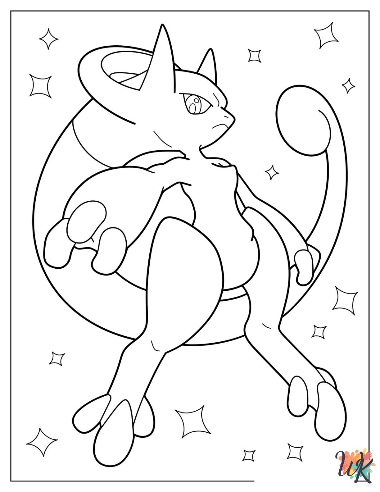 kawaii cute Mewtwo coloring pages