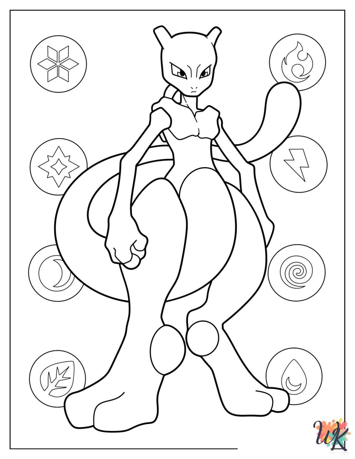 free Mewtwo coloring pages for kids