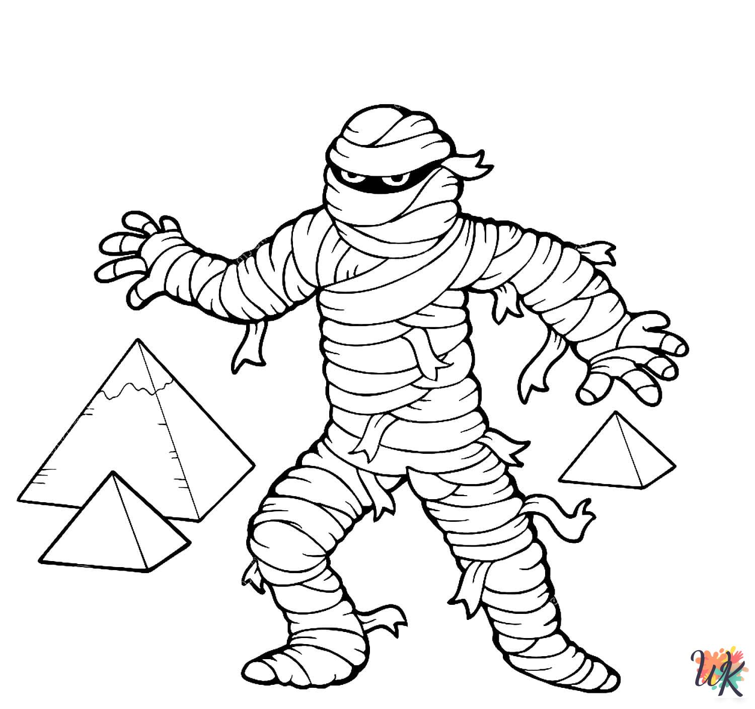 Mummy coloring pages easy