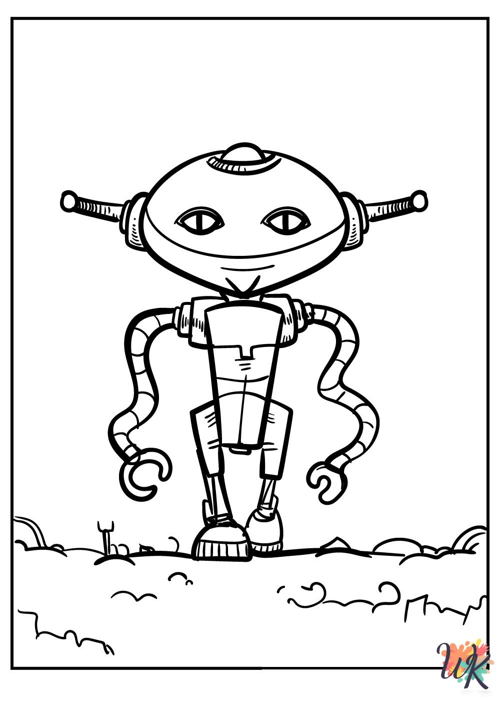 kawaii cute Robot coloring pages