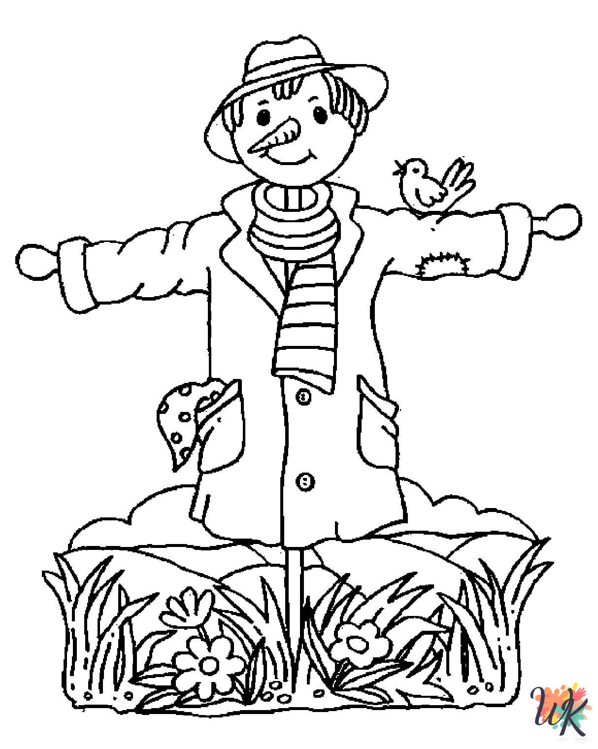 Scarecrow coloring book pages