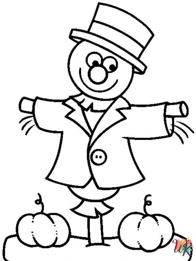 kawaii cute Scarecrow coloring pages