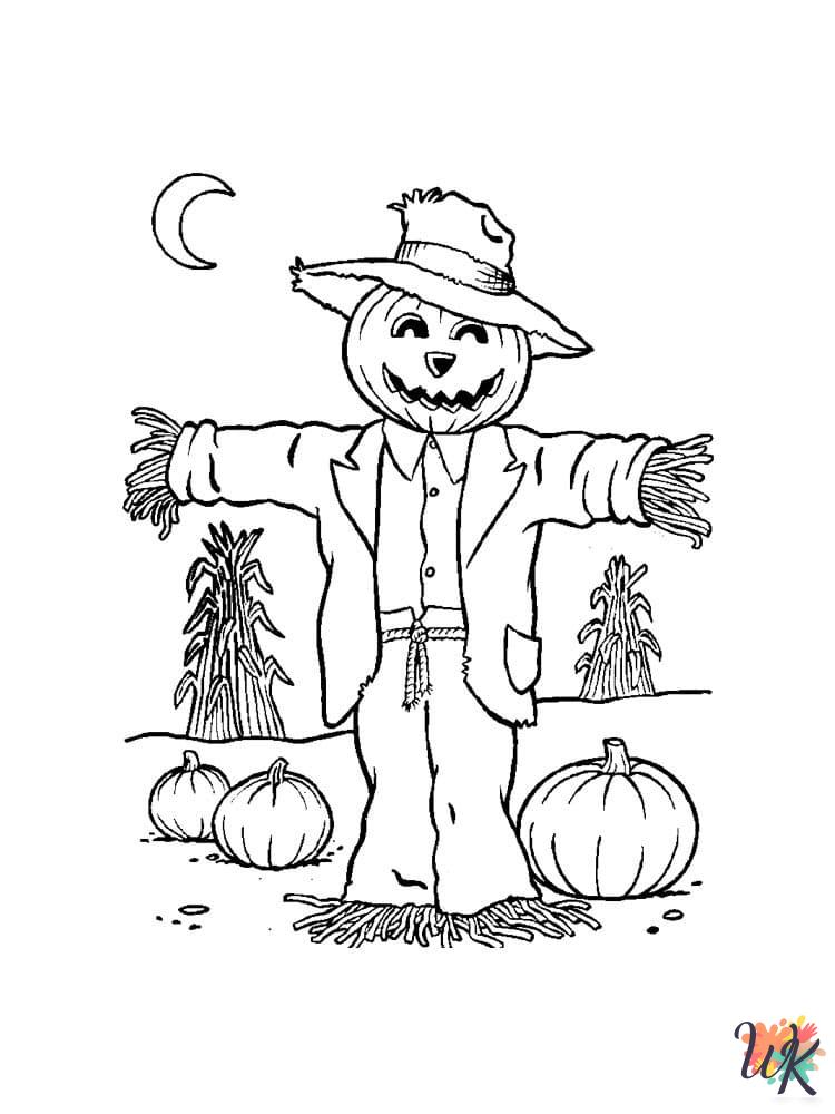 Scarecrow coloring pages for kids 1