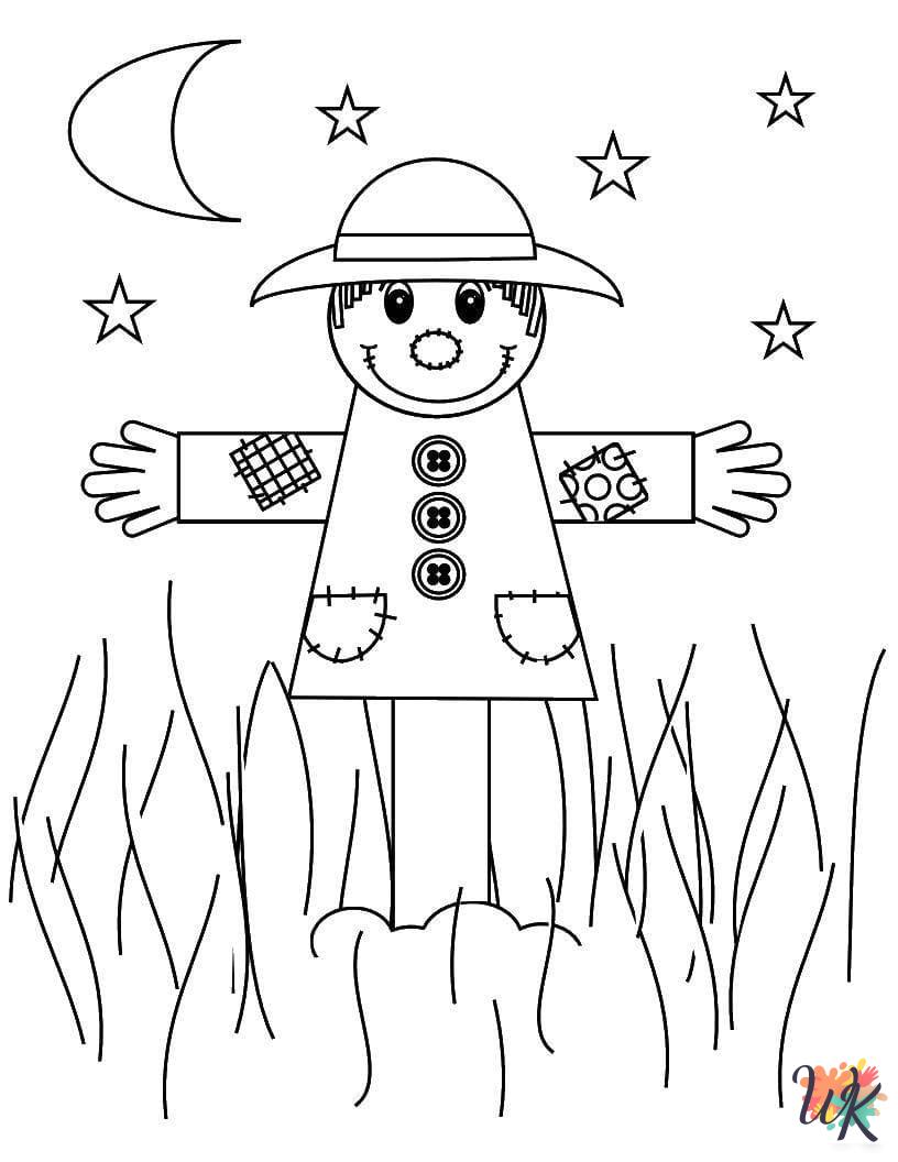 Scarecrow coloring pages for kids