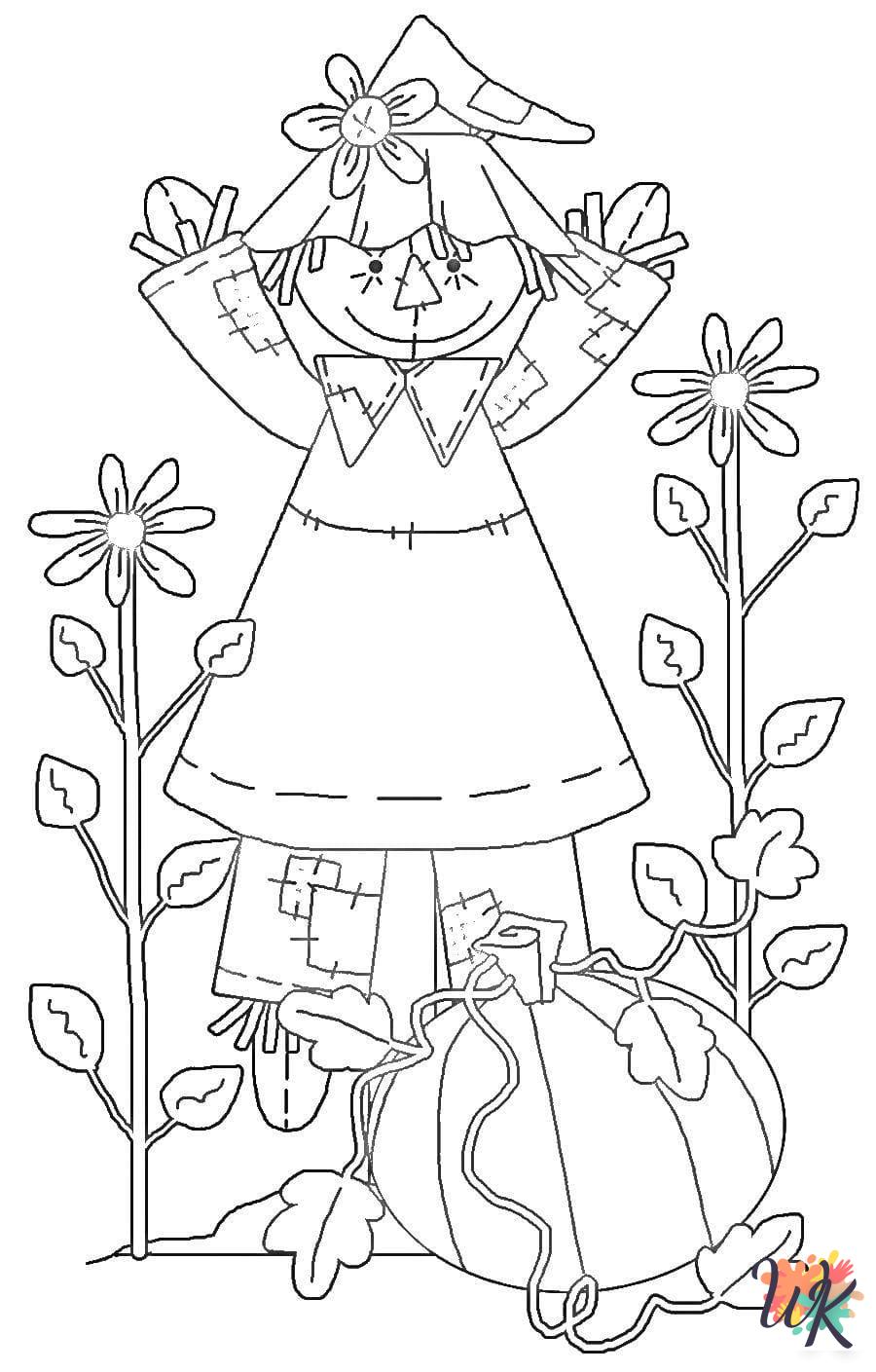Scarecrow coloring book pages