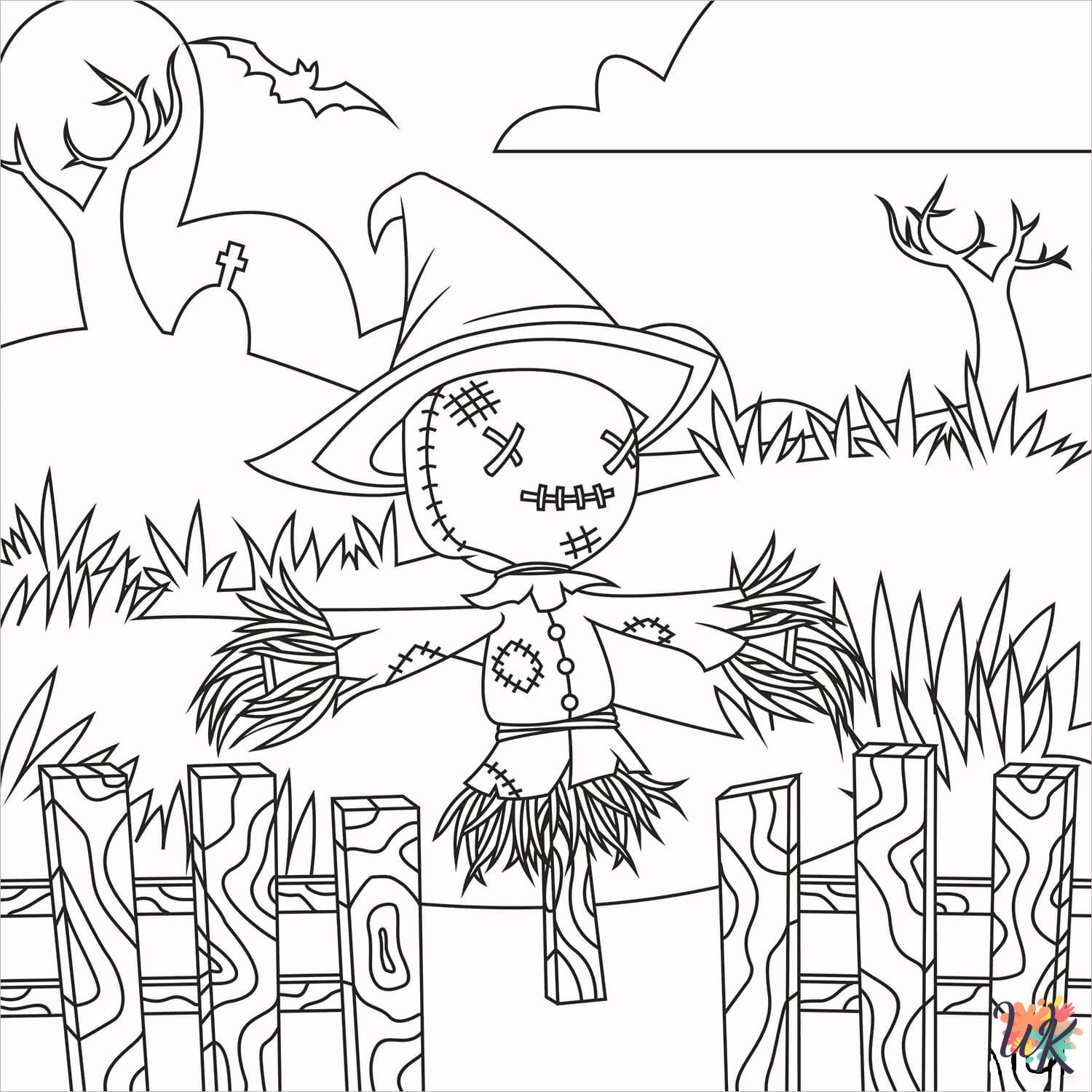 detailed Scarecrow coloring pages
