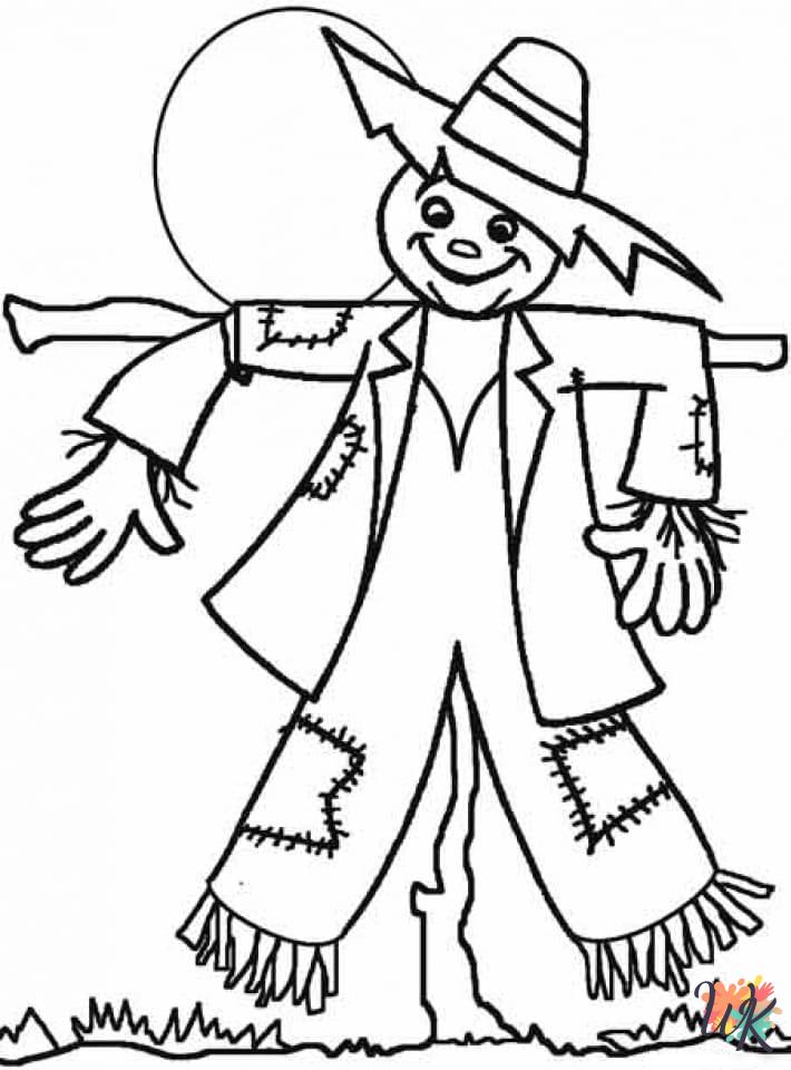 easy Scarecrow coloring pages