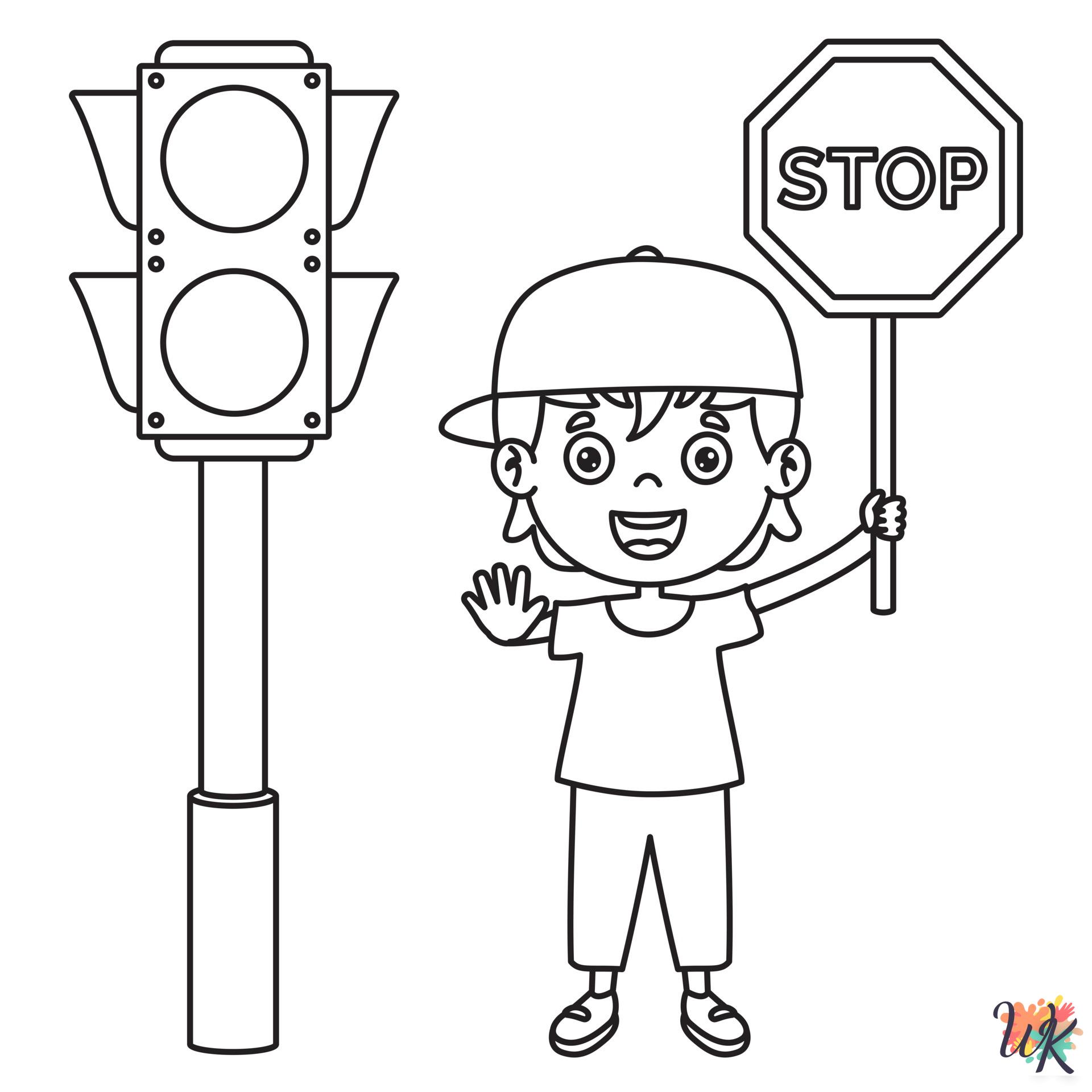 free printable Traffic Light coloring pages for adults