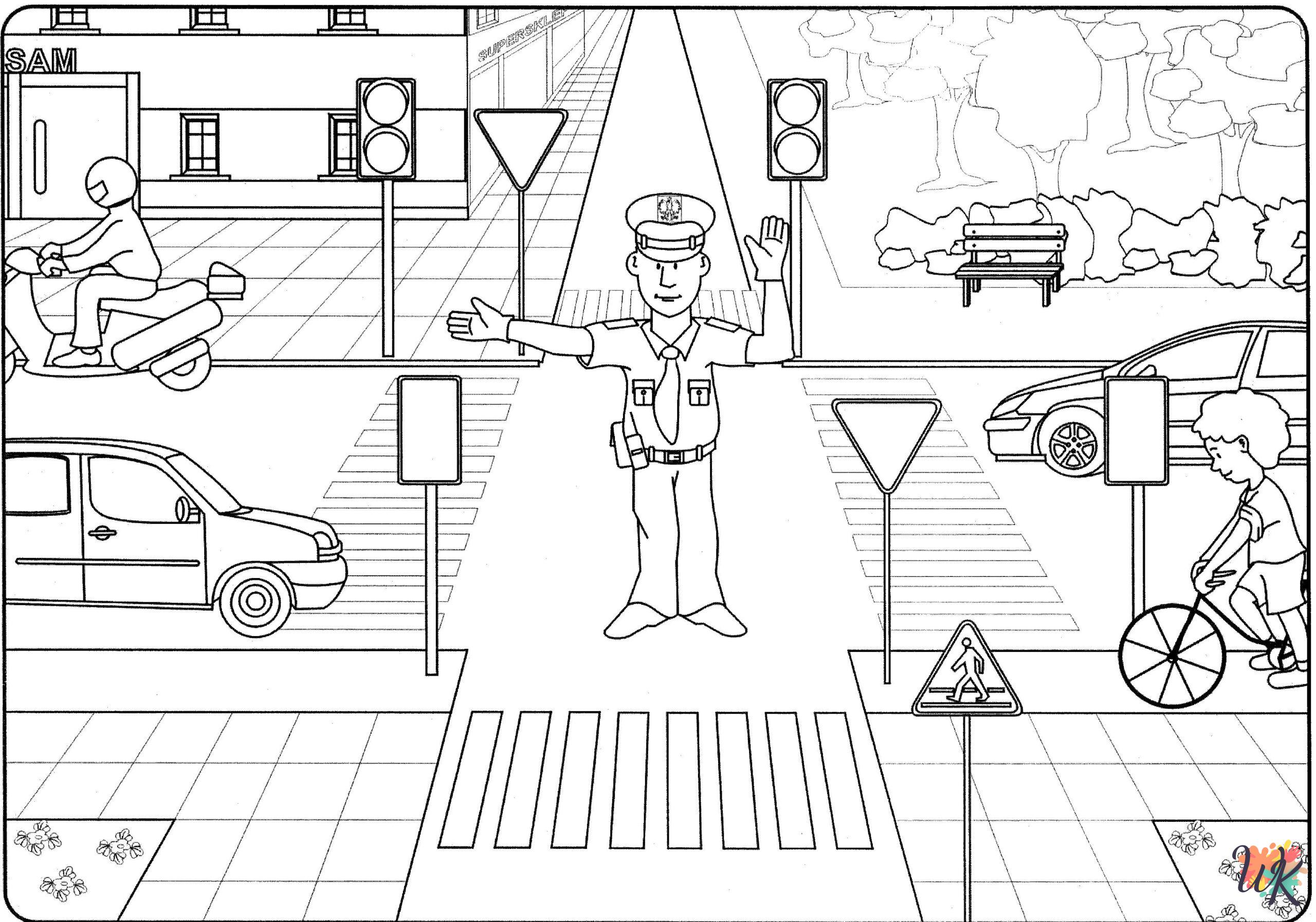 Traffic Light coloring pages easy