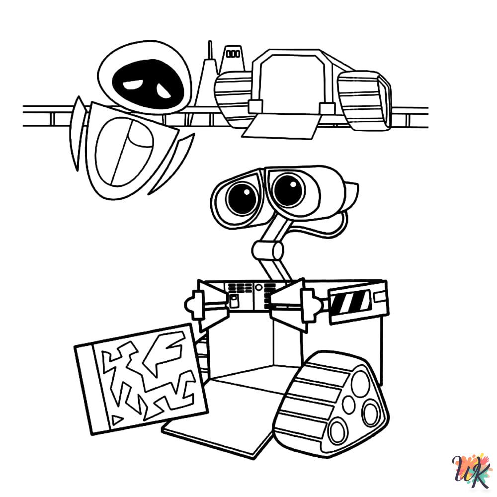 kawaii cute WALL-E coloring pages 1
