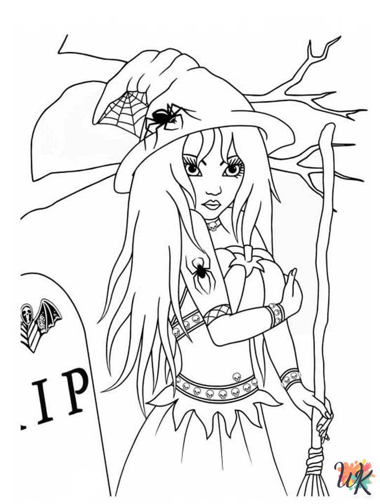 free Witch tree coloring pages