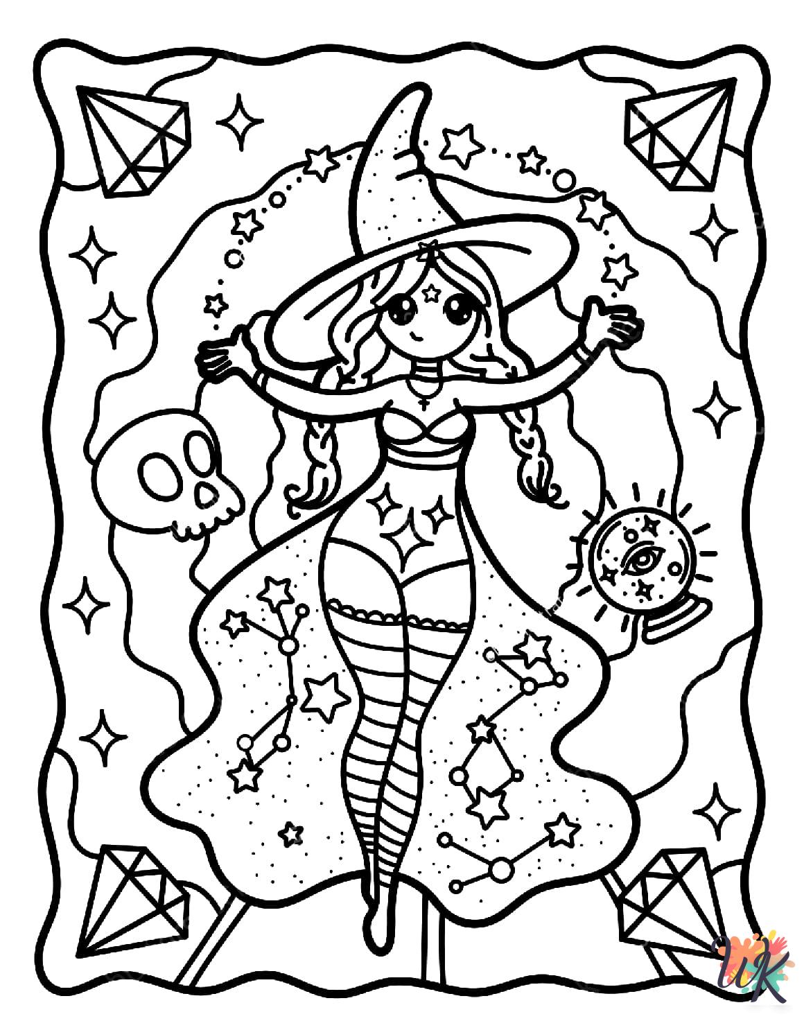 detailed Witch coloring pages for adults