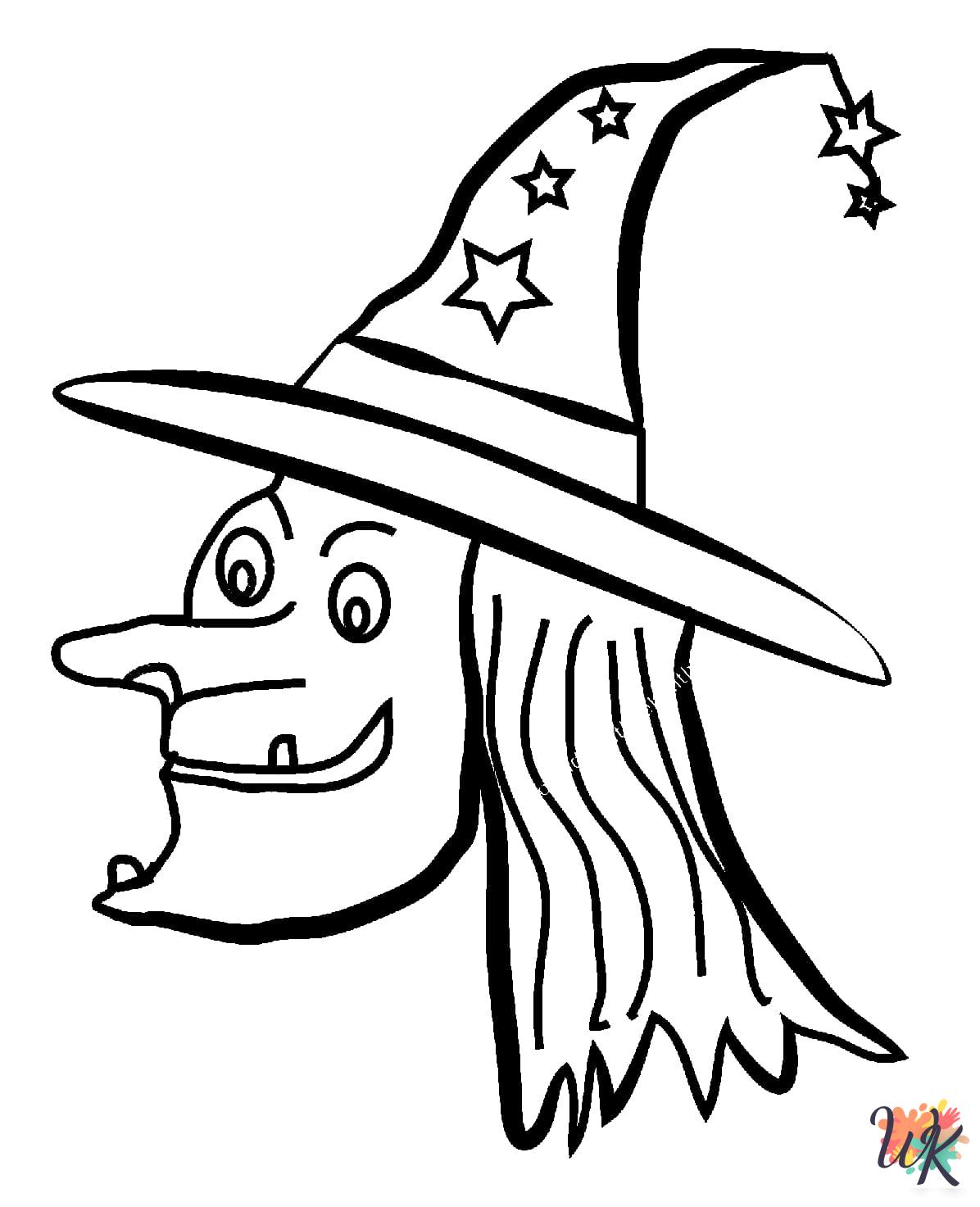 easy cute Witch coloring pages
