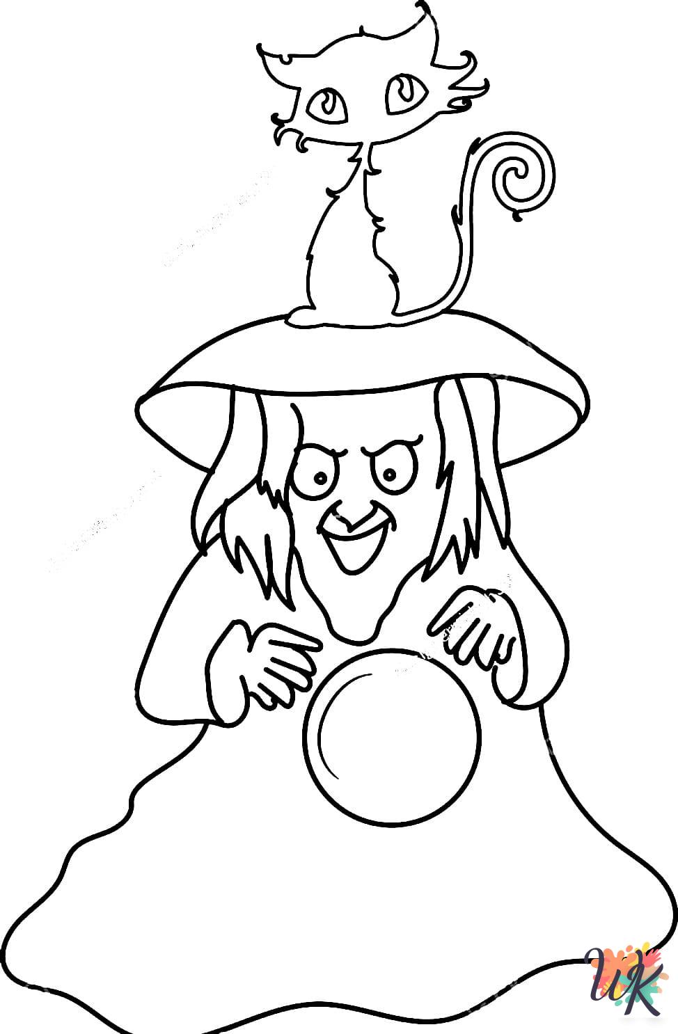 detailed Witch coloring pages for adults