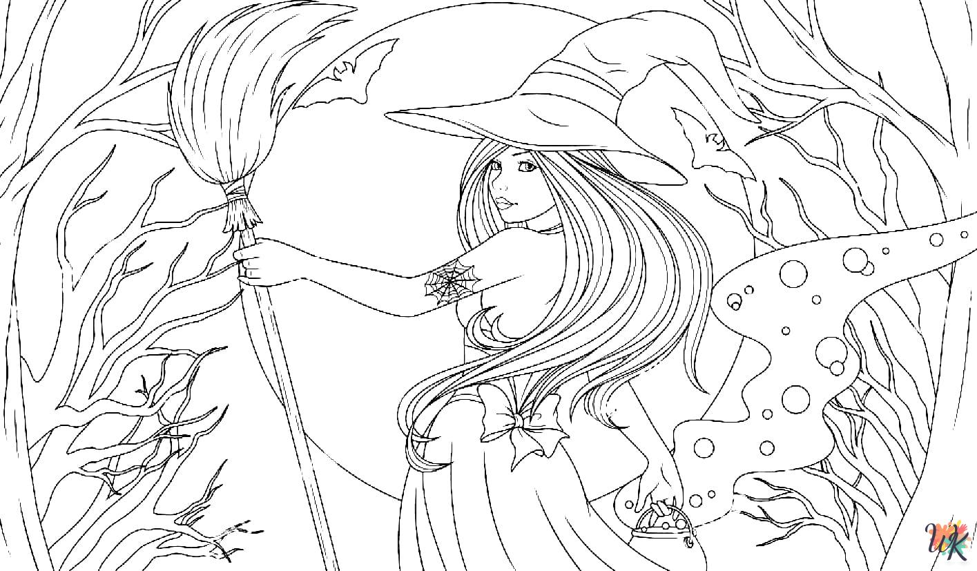 free printable Witch coloring pages for adults