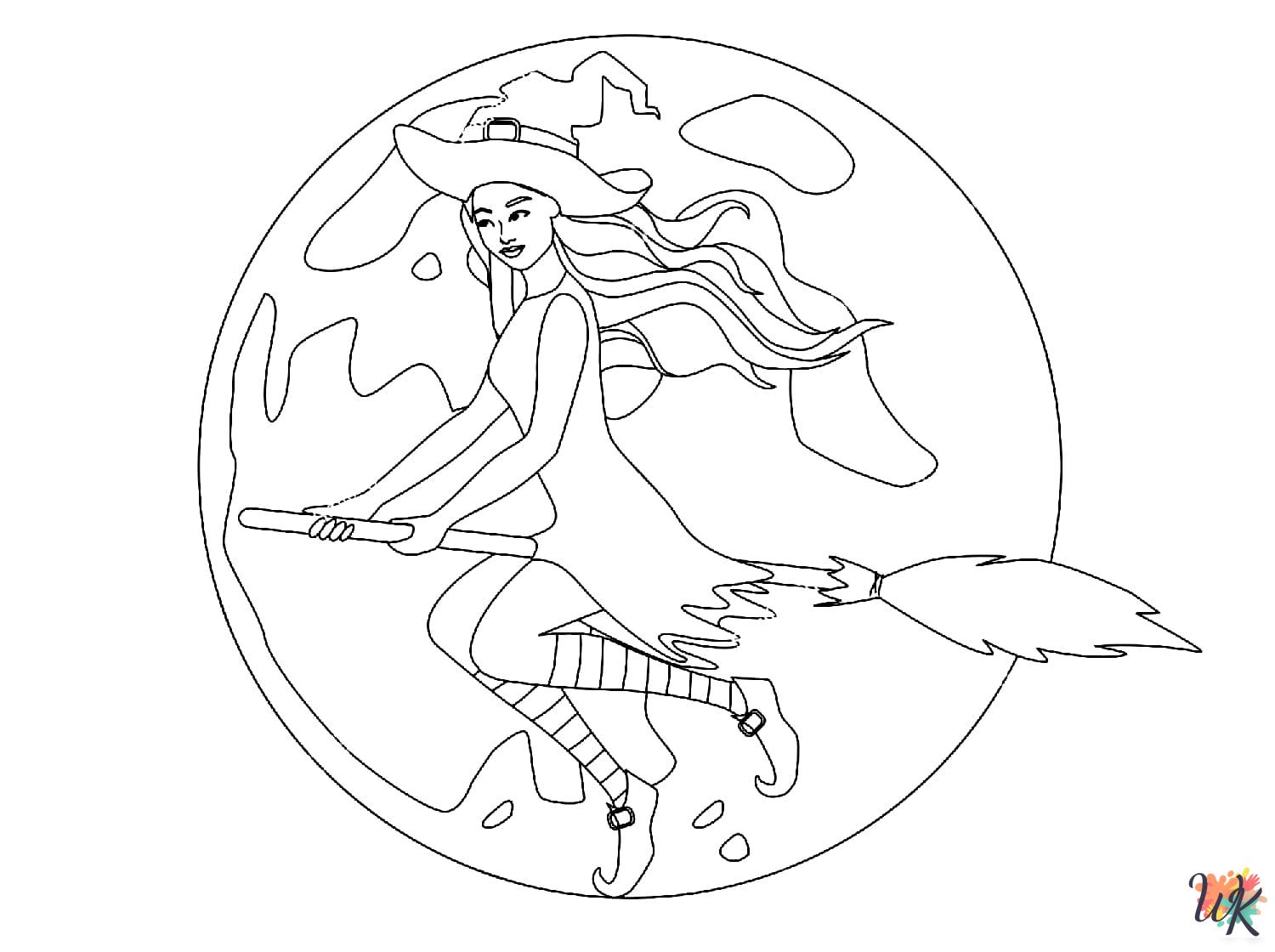 Witch coloring pages for adults easy