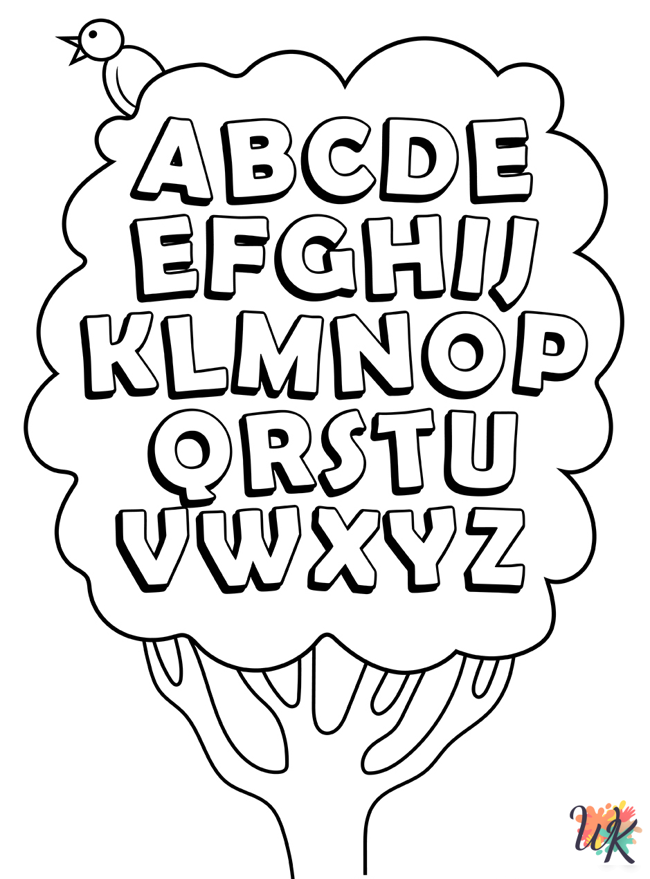 free full size printable Alphabet coloring pages for adults pdf
