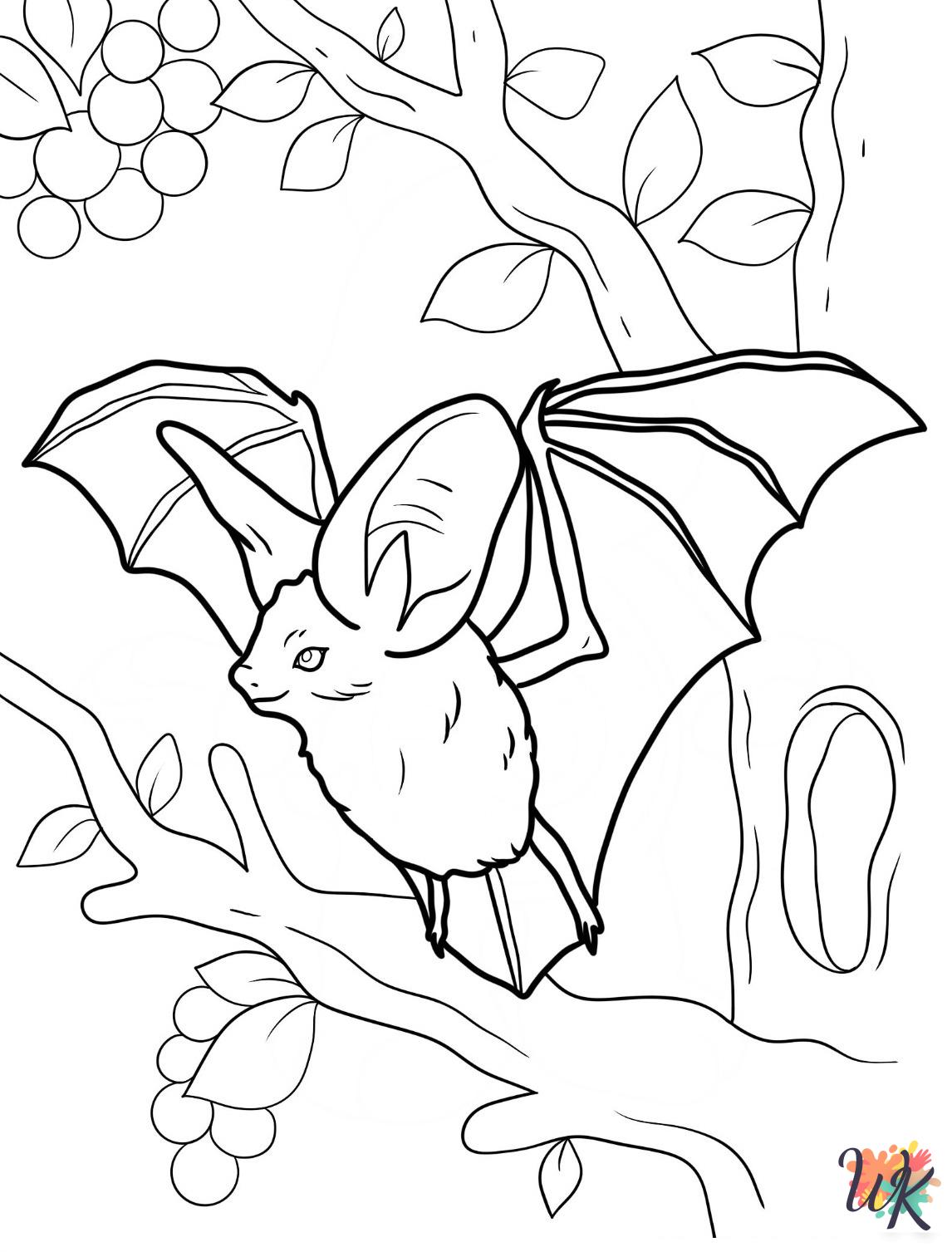 free full size printable Bat coloring pages for adults pdf