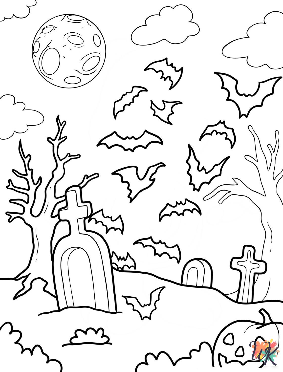 Bat themed coloring pages