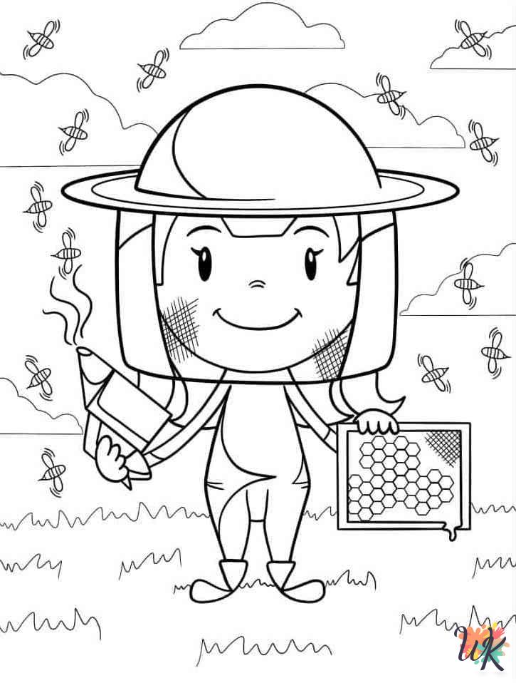 easy Bee coloring pages