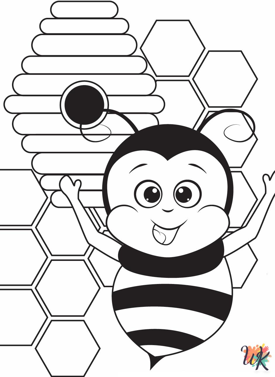 Bee coloring pages easy