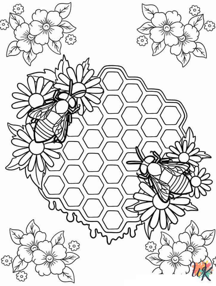 free Bee coloring pages pdf
