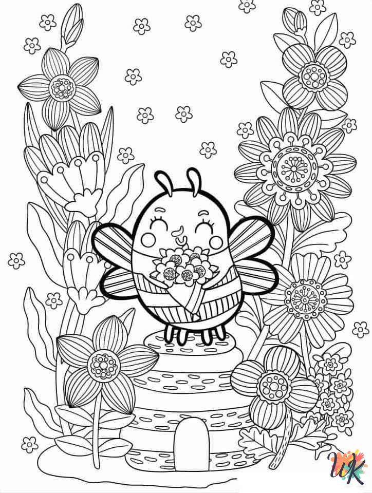 Bee printable coloring pages