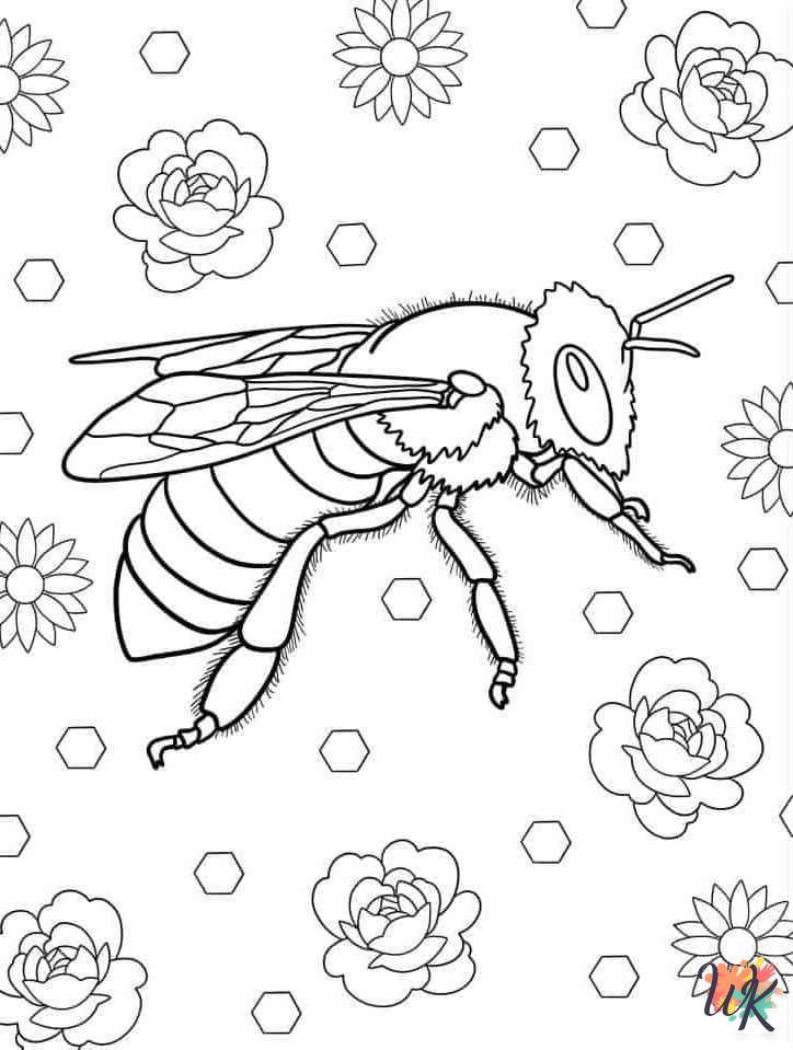 Bee cards coloring pages
