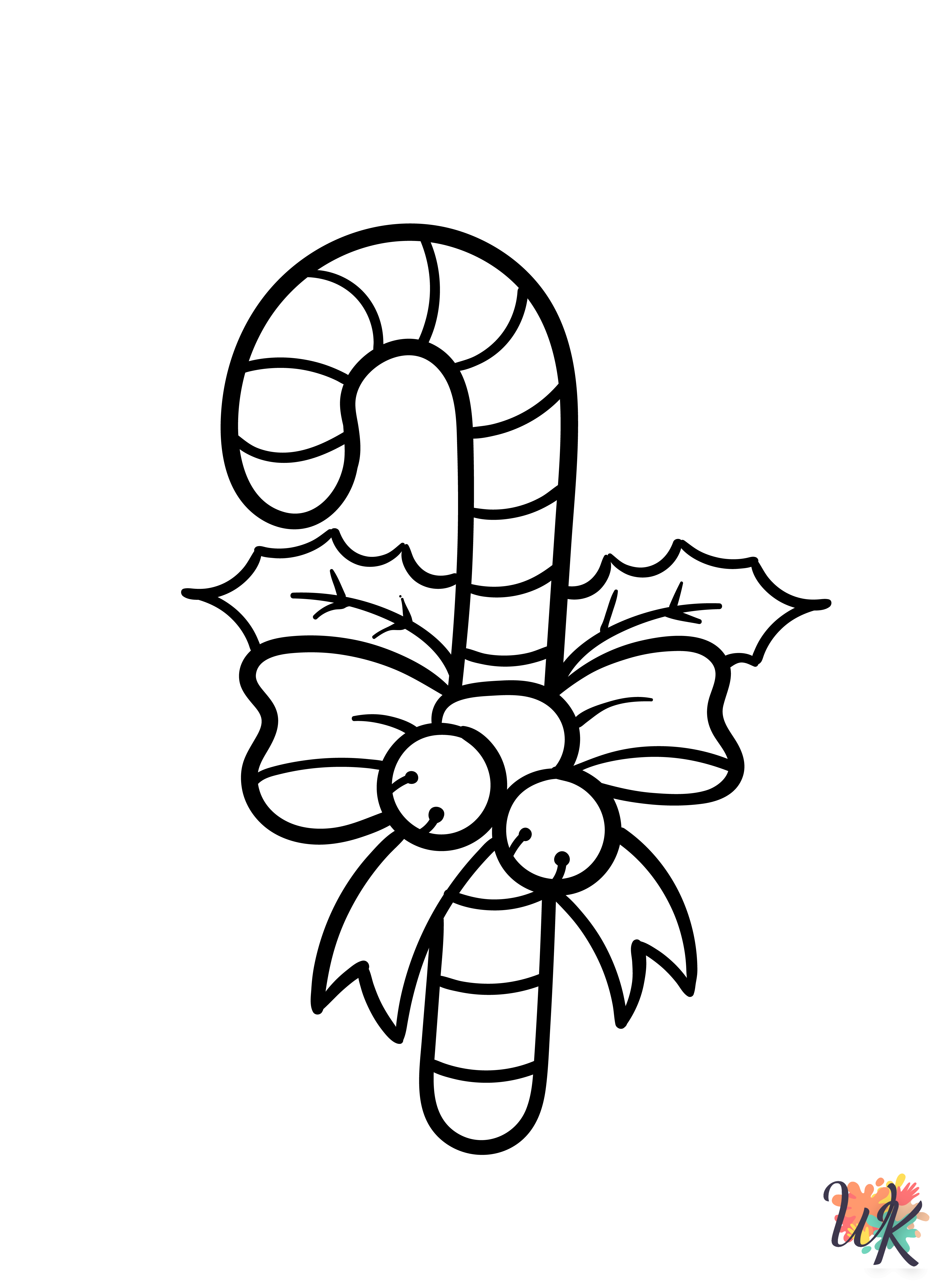 kawaii cute Candy Cane coloring pages